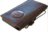 Genuine Leather Case For Apple iPhone 17 15 16 16E Pro Max Wallet Book Hand Made Bull Magnetic Seam D (Copy)