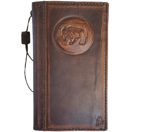 Genuine Leather Case for Google Pixel 10 10A 8 8A 9 pro XL Book Wallet Luxury Dark Hand sewing Bull