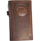 Genuine Leather Case For Apple iPhone 17 15 16 16E Pro Max Wallet Book Hand Made Bull Magnetic Seam D (Copy)