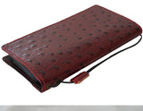 Genuine Leather Case for Google Pixel 10 10A 9 Pro XL 8a Book Wallet Ostrich Style Red Wine
