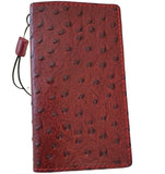 Genuine Leather Case for Google Pixel 10 10A 9 Pro XL 8a Book Wallet Ostrich Style Red Wine