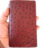 Genuine Leather Case For Google  pixel 11 10 10A 9 Pro XL 8a Book Wallet Ostrich Style Red Wine