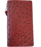 Genuine Leather Case For Apple iPhone 17 15 16 16E Pro Max Wallet Book Hand Made Handicraft Osrtich Style Red Wine