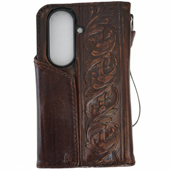 Genuine Leather For Galaxy Z Fold 8 7 5 6 Fold8 Ultra HandMade Case Art Wallet Dark Book Vintage Full Grain Luxury Diy