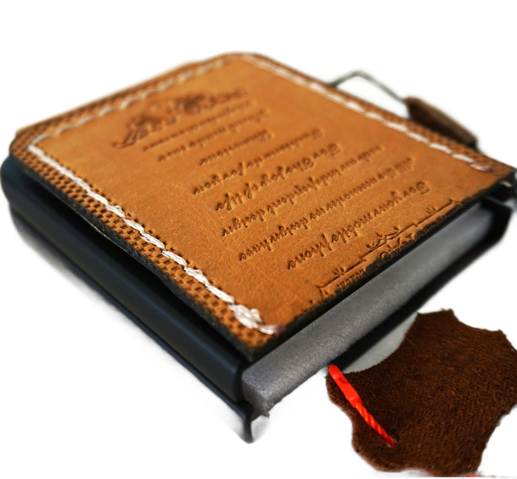 Handmade tan leather phone case for Galaxy Z Flip 4-8 by DAVISCASE, featuring a sleek, genuine leather design.