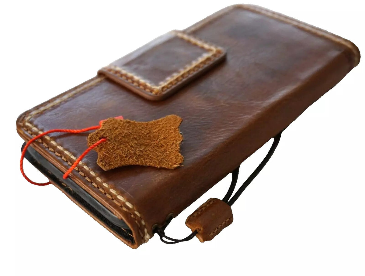 Handmade genuine leather phone case for Galaxy S24, S22, S21, S20, Note 10, 20, with wallet and magnetic closure by DAVISCASE