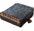 Genuine leather wallet book case for Galaxy Z Flip 3 4 5 6 7, handcrafted with mini ostrich stamp by DAVISCASE.