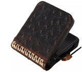 Genuine Leather For Galaxy Z Flip 3 4 5 6 Case Flip6 Wallet Book Cover Flip5 Mini Ostrich Stamp