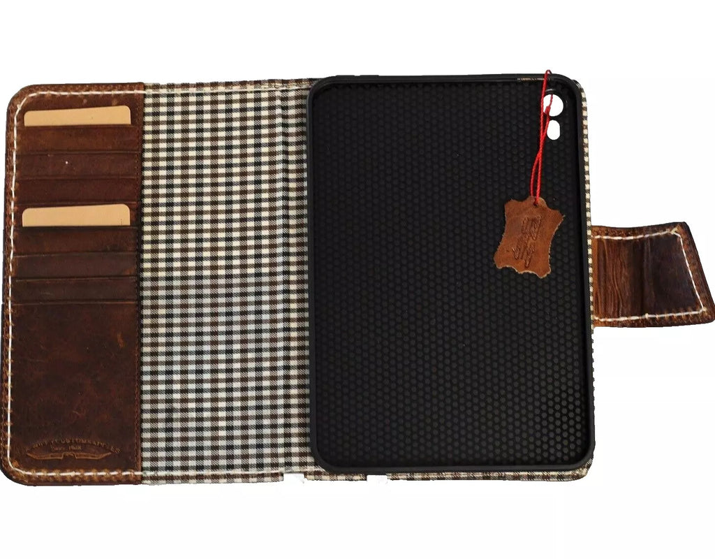 Genuine leather DAVISCASE iPad Mini cover in tan, handcrafted for iPad Mini 3-7 and Pro 9.7-inch models, stylish and protective.