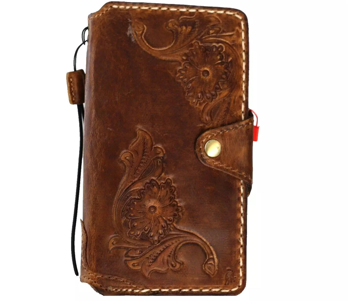 Handmade genuine leather wallet book cover for Galaxy Z Fold 3 4 5 6 7 phones by DAVISCASE, featuring a luxurious Deko design.
