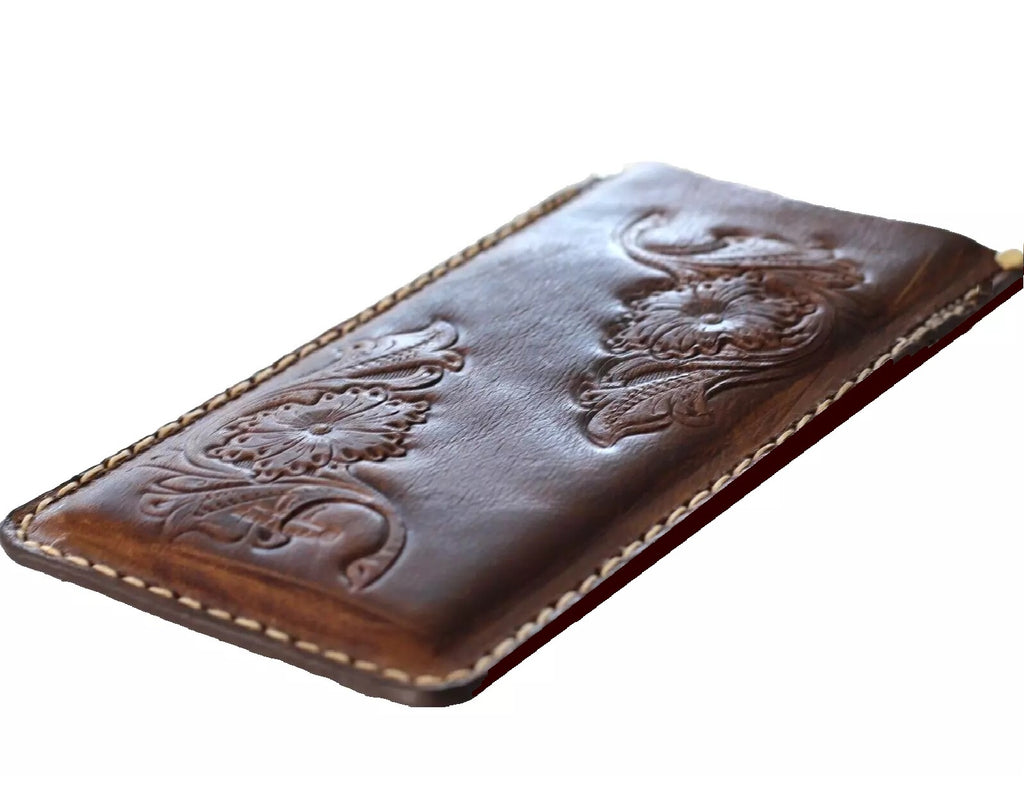 Handmade genuine leather case with wallet for Galaxy S22, S21, S23, S24 Ultra, FE 20, 21 by DAVISCASE.