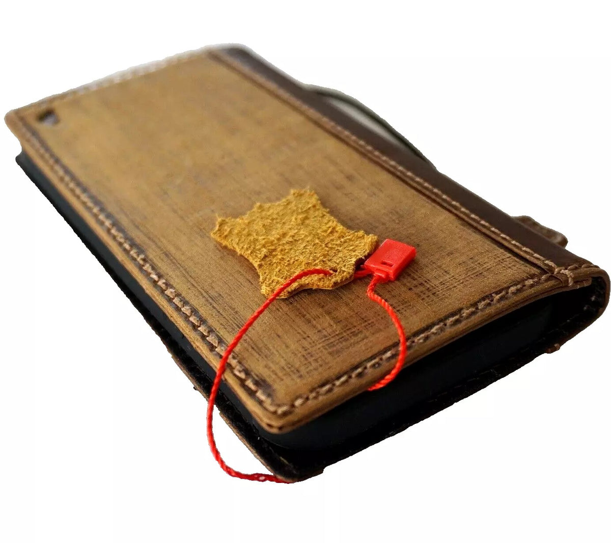 Handmade genuine leather wallet case for Galaxy Z Fold 8, 3, 4, 5, 6, 7 by DAVISCASE with stone accents and craft details.