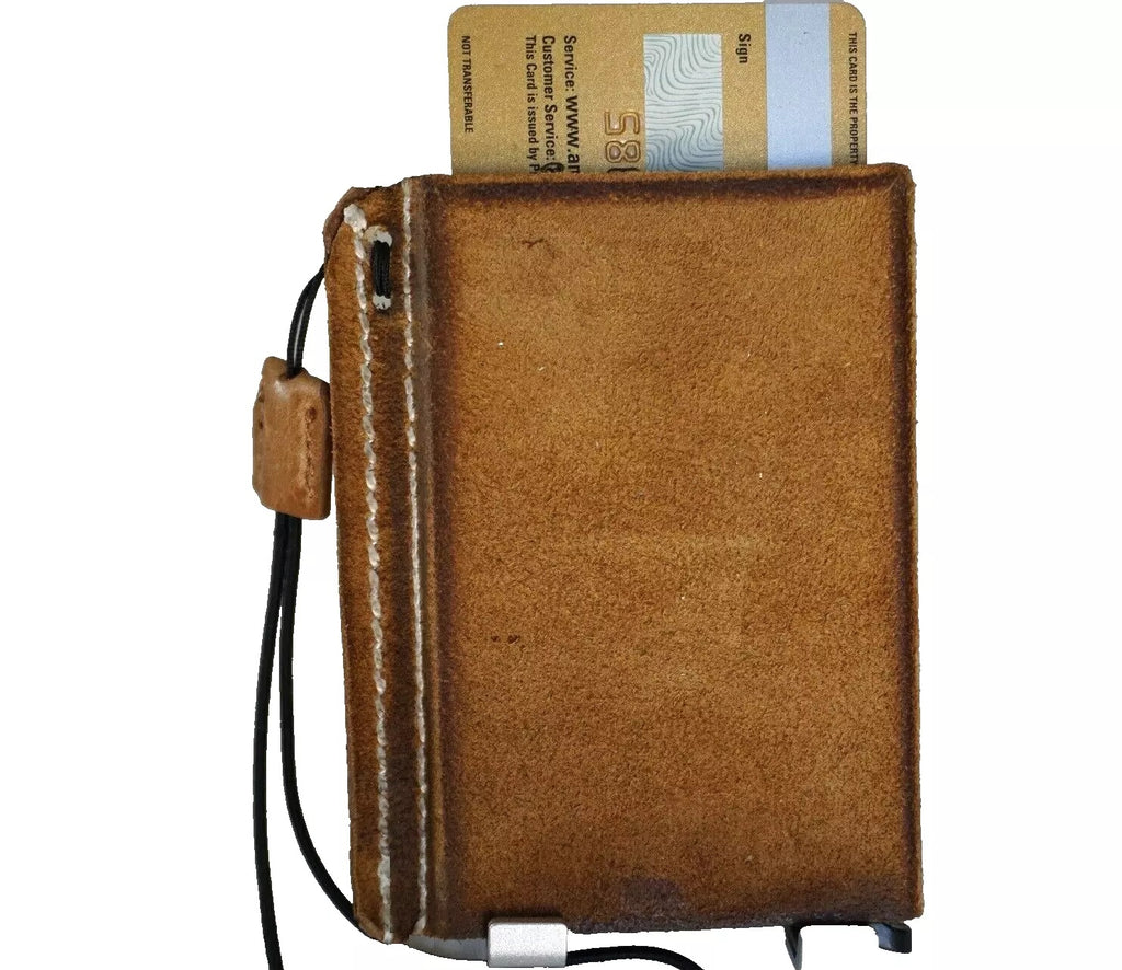 Men's genuine cow leather wallet with removable anti-theft ID case, handmade soft Zamch style by DAVISCASE.