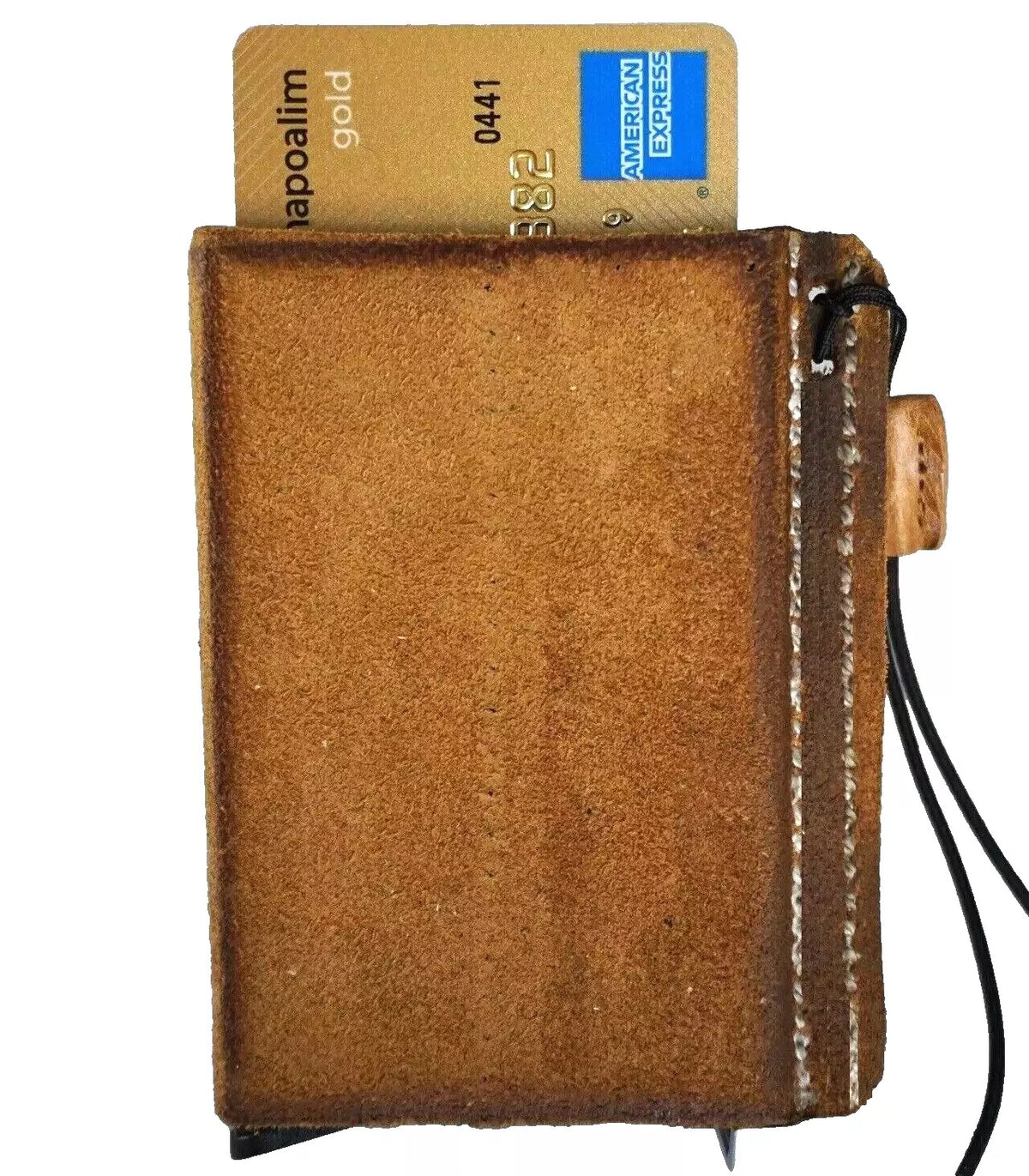 Mens genuine cow leather wallet with removable anti-theft ID case, handcrafted by DAVISCASE in soft Zamch material.