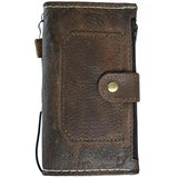 Genuine Leather Case For iPhone 12 13 14 15 16 Pro Max 8 plus SE XS Wallet Book Vintage Mini Zipper Dark