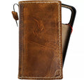 Handmade genuine leather wallet case for iPhone 13 to 16 Pro Max by DAVISCASE, featuring a removable 8 Plus card holder in tan leather.