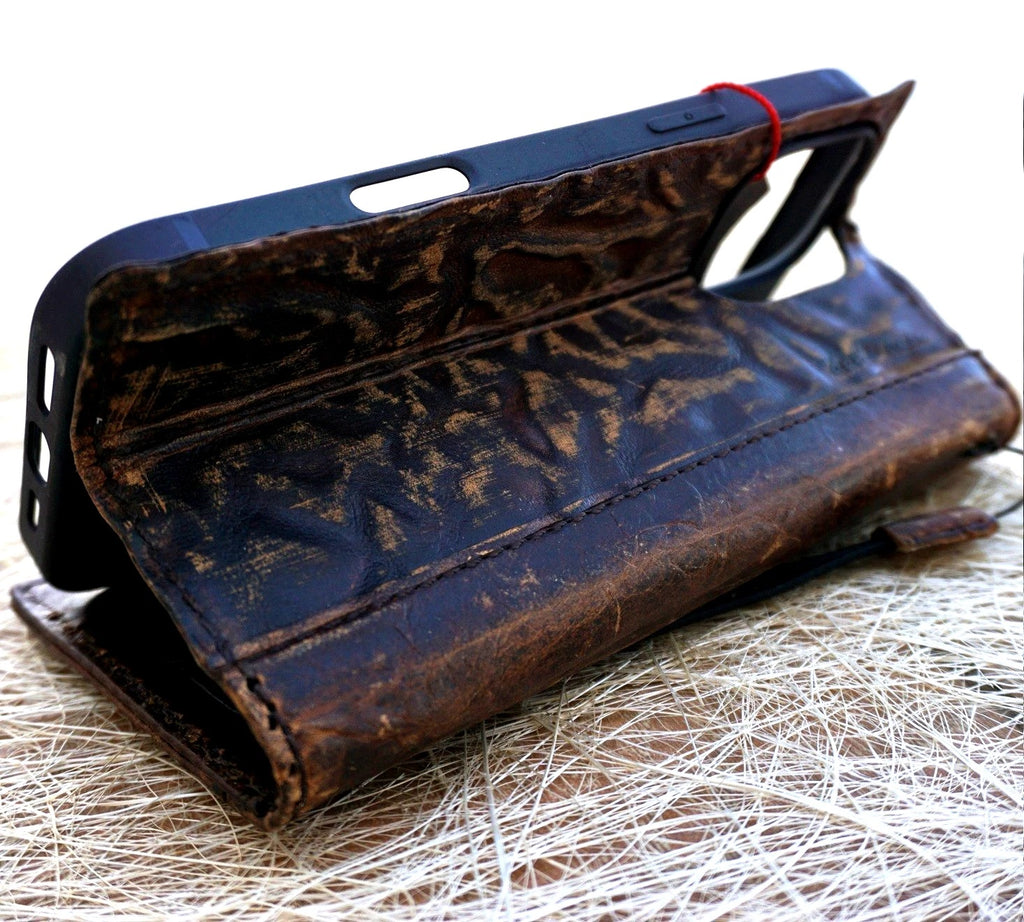 Genuine Leather For Galaxy S26 S25 S23 S24 Ultra Note Edge FE Case Plus Wallet Book Z Fold 3 4 5 6 7 Cover Wrinkled