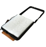 Genuine Leather For Galaxy Z Flip 8 7 6 5 4 Case Wallet Book Cover White Stitch Wireless charging Handmade
