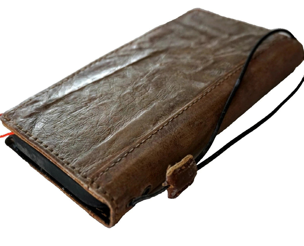 Genuine leather Galaxy S26/S25/S23/S24 Ultra Note Edge FE case by DAVISCASE, tan oiled leather wallet book cover with Z Fold design.