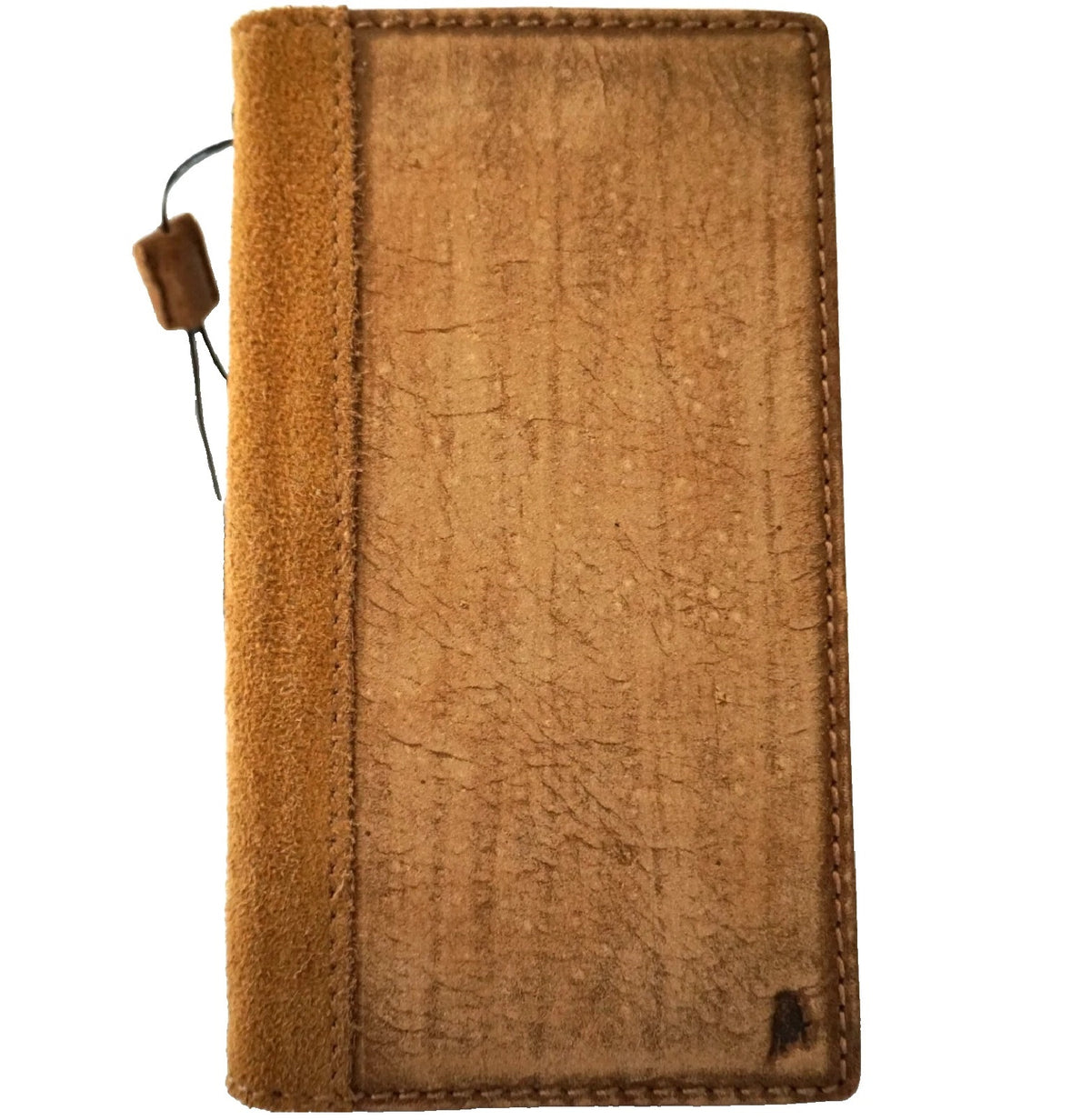 Handmade tan leather wallet case for Apple iPhone 14, 15, 16, 17 Pro Max by DAVISCASE, featuring a sleek, luxurious design.