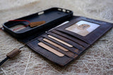 Genuine Leather Case For Apple iPhone 16 16E 17 14 15 Pro Max 8 Plus Wallet  Book Cover luxury HandMade Wrinkled