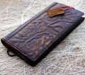 Handmade genuine leather phone case for iPhone 14-17 Pro Max by DAVISCASE, with a textured, wrinkled leather finish and wallet-style design.