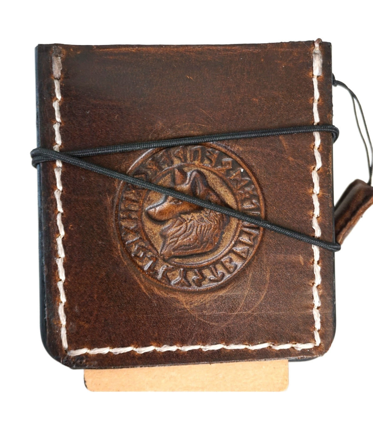 Handmade white leather wallet case for Galaxy Z Flip series with stitching, designed for wireless charging by DAVISCASE.