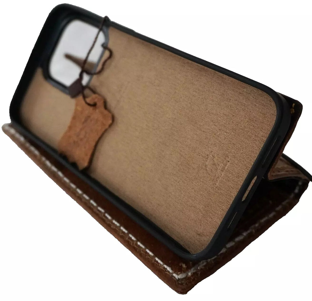 Genuine tan leather Galaxy S25 S24 S23 Ultra Note Z Fold 7 case with wallet features, by DAVISCASE.