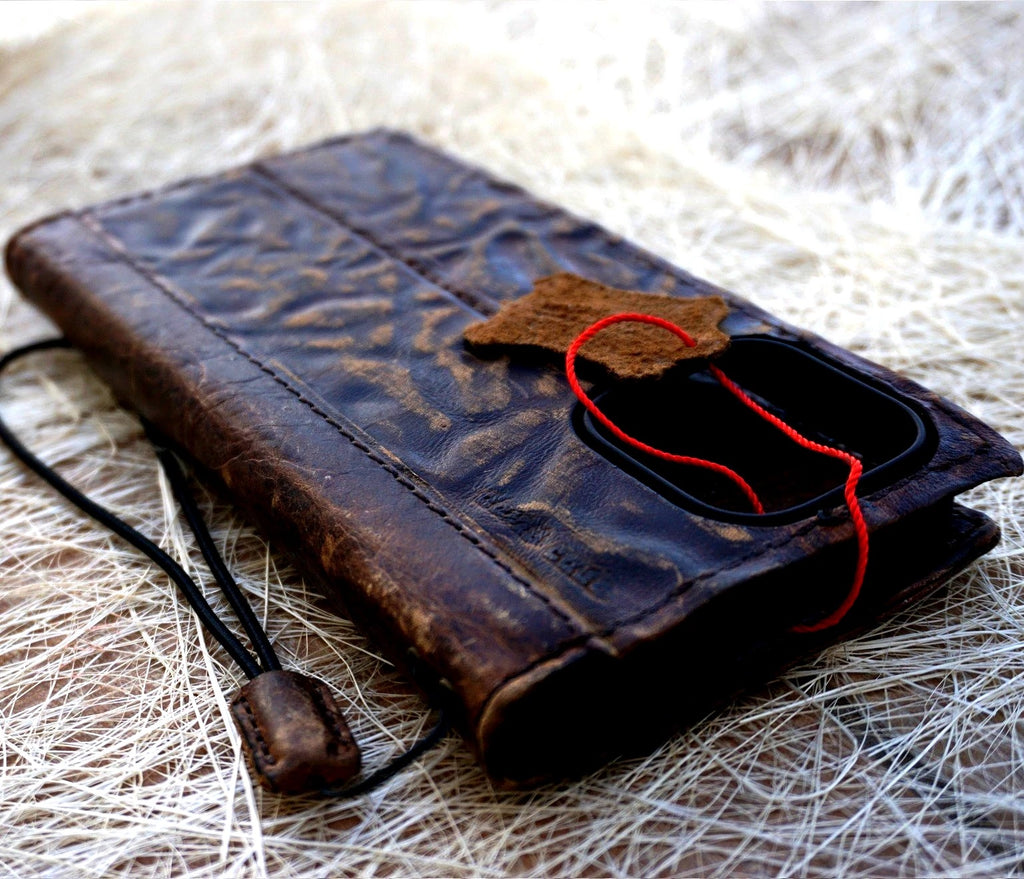 Genuine Leather For Galaxy S26 S25 S23 S24 Ultra Note Edge FE Case Plus Wallet Book Z Fold 3 4 5 6 7 Cover Wrinkled