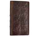 Genuine leather wallet case for Google Pixel phones by DAVISCASE, featuring Bible book stamp art and multiple phone size options.