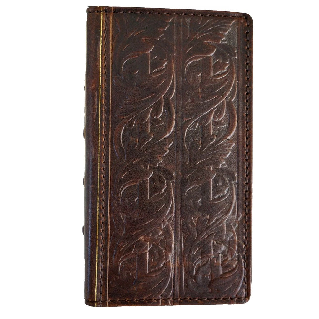 Genuine leather wallet case for Google Pixel phones by DAVISCASE, featuring Bible book stamp art and multiple phone size options.