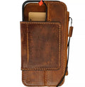 Handmade genuine leather phone case by DAVISCASE for iPhone 12-16 Pro Max, with removable wallet and magnetic closure.