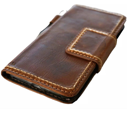 Handmade genuine leather phone case for Galaxy S24, S22, S21, S20, S23, S25 Ultra, and Note series with wallet and magnetic closure.