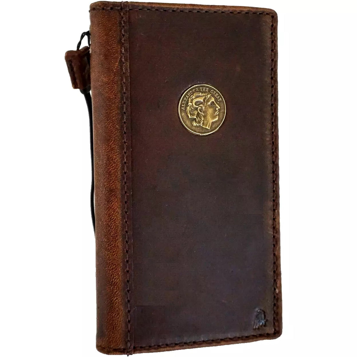 Handmade genuine leather phone case for Samsung Galaxy S22, S21, S20, Z Fold 3, 4, 5, wallet cover with mini coin pocket by DAVISCASE.