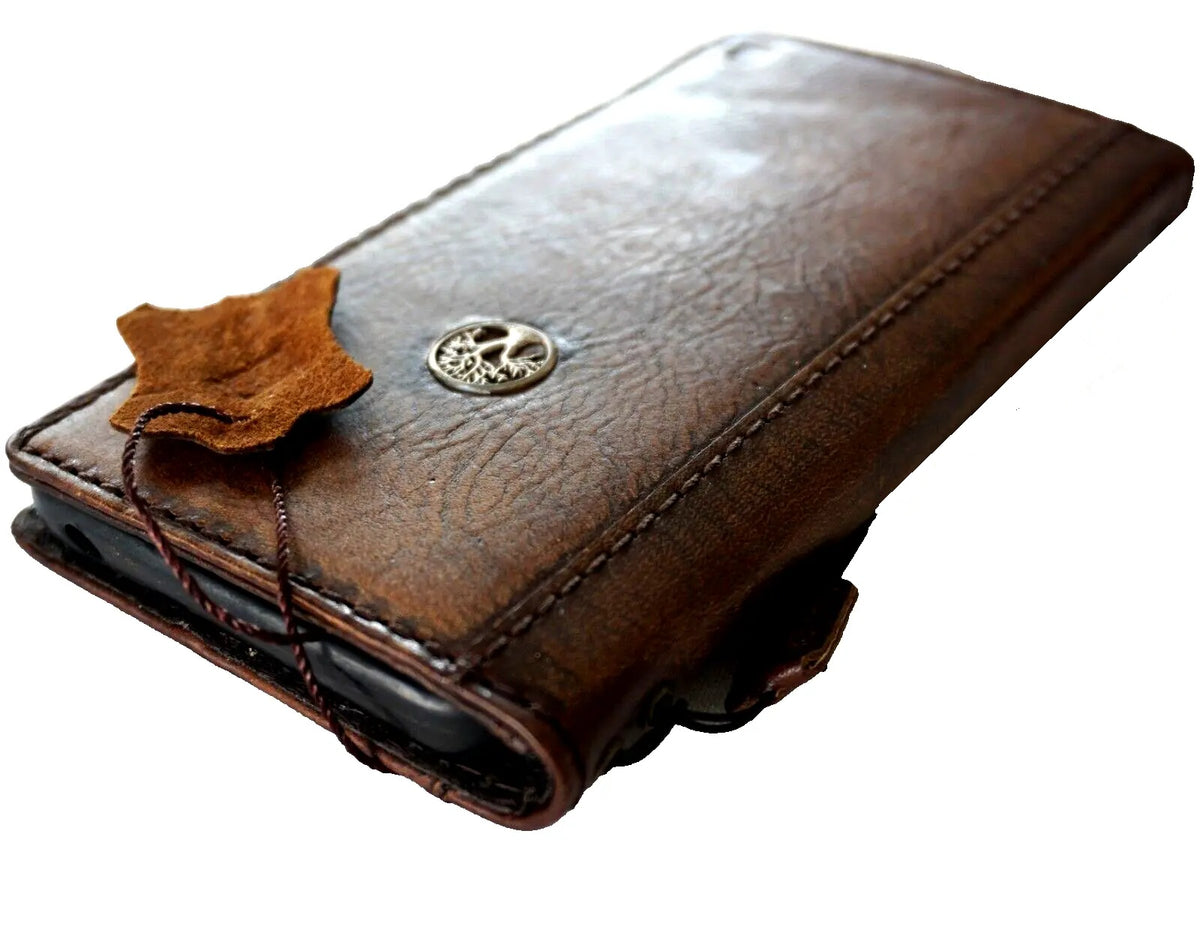 Handmade genuine leather phone case for Samsung Galaxy S22, S21, S20, S23, S24, S25 Edge, plus Art Z Fold 3-7 wallet style.