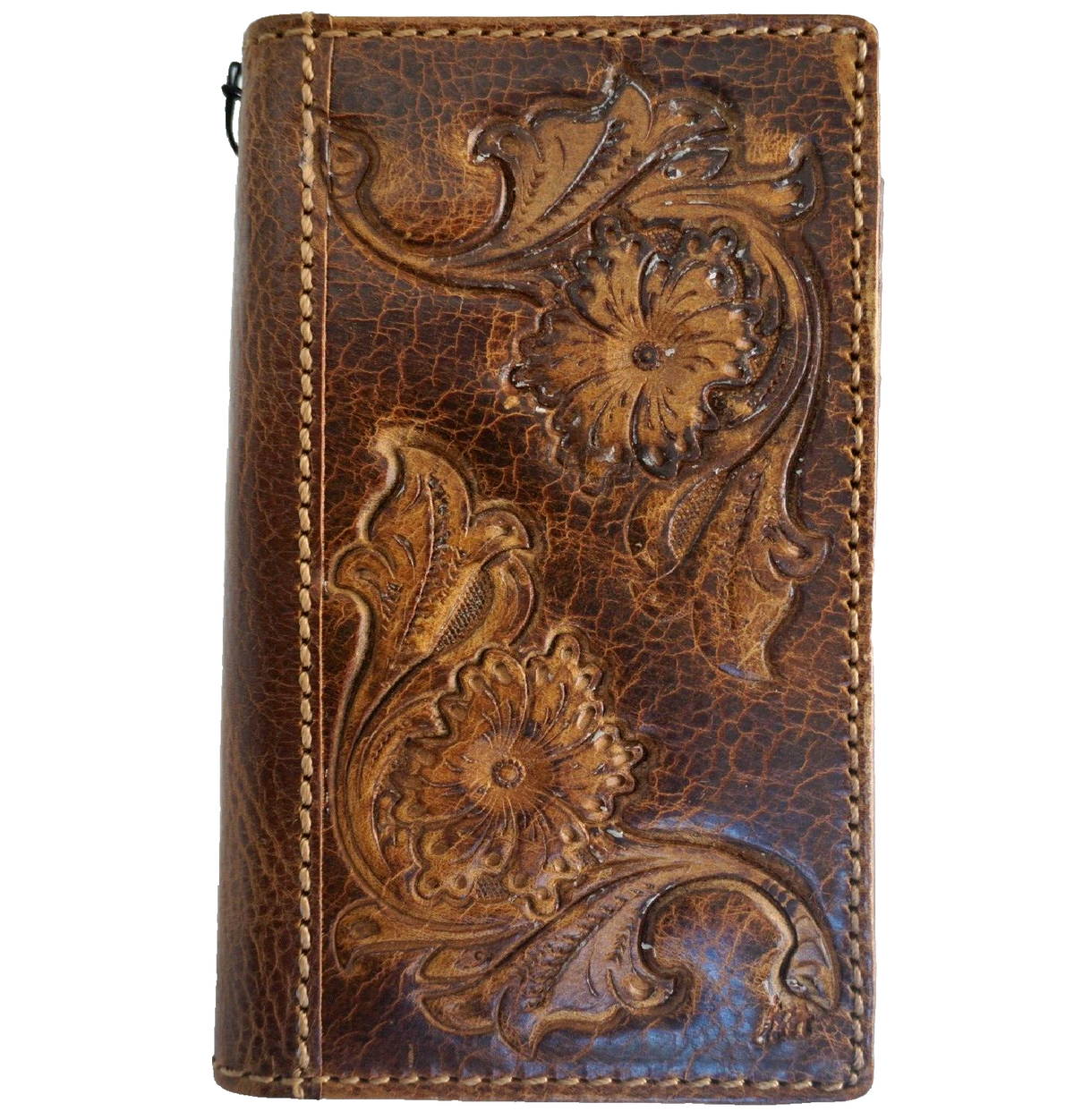 Handmade genuine leather phone case for Galaxy S22, S21, S20, Z Fold 3-7, featuring floral design and wallet functionality by DAVISCASE.