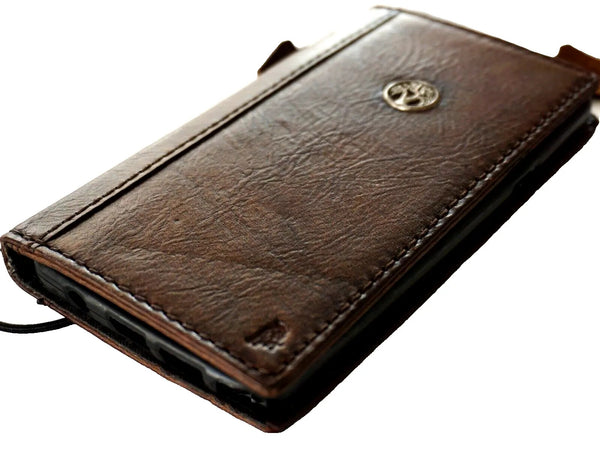 Genuine Leather Case For Apple iPhone 17 16 12 13 14 15  Pro Max Air 8 plus Crafts Jewel SE Wallet Book Vintage Style Credit Card Slots Cover Mini Diy