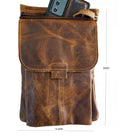 Brown genuine leather crossbody bag by DAVISCASE, vintage slim design for men with soft, classic style.