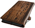 Handmade DAVISCASE genuine leather phone case for iPhone 12 to 17 Pro Max with shark wood style, wallet, and credit card slots.
