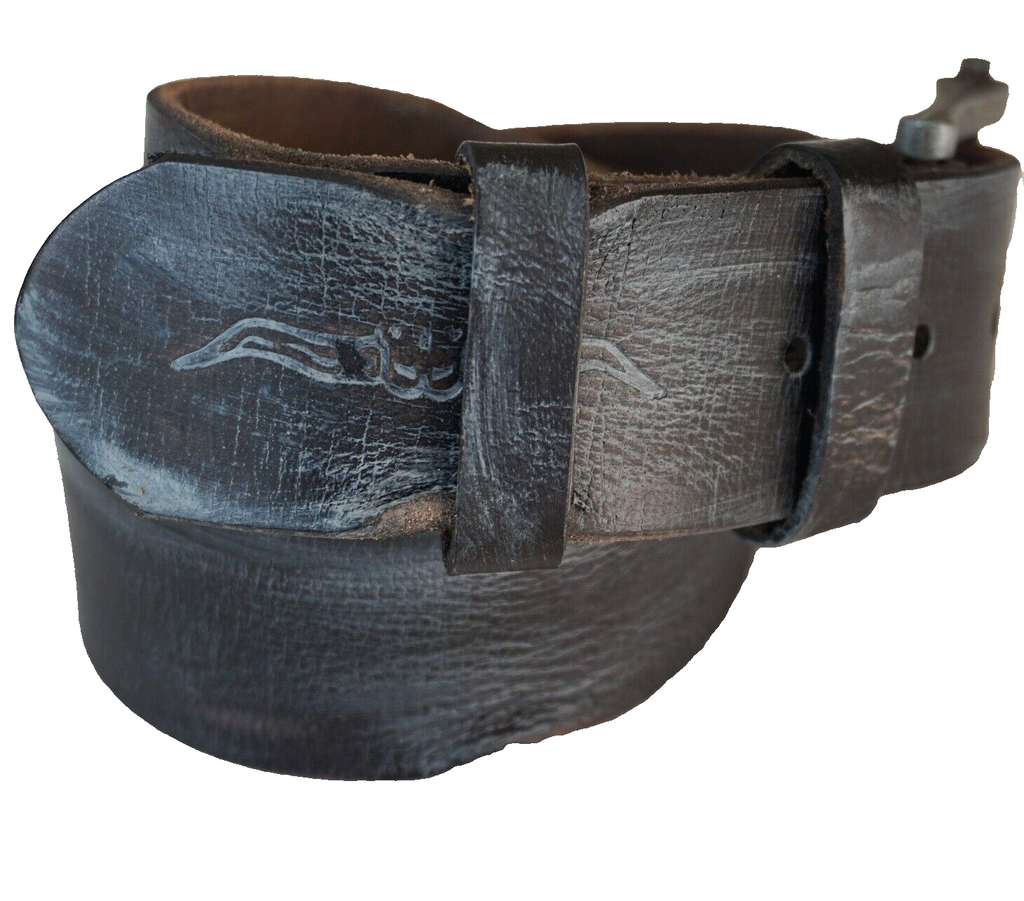 Genuine full leather handmade belt for men and women, vintage retro style with distressed finish and classic design.