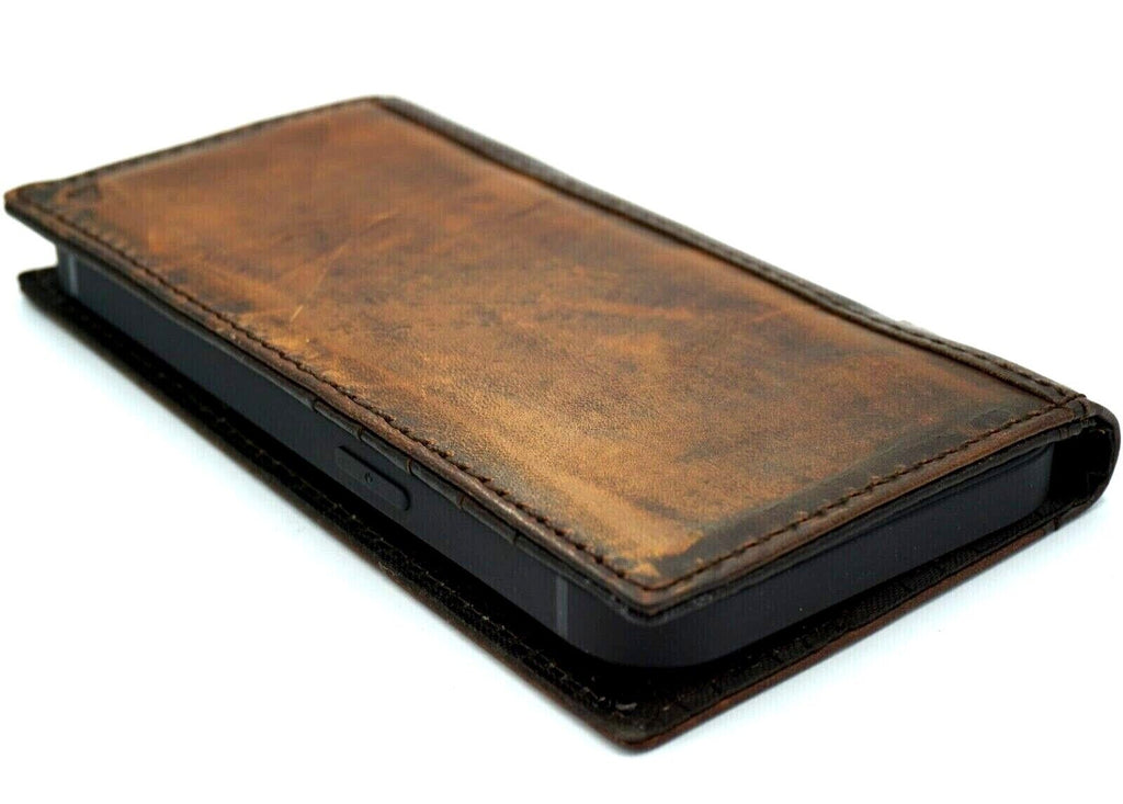 DavisCase genuine leather phone case for Galaxy S22, S21, S20, Note 20, A71, A51, vintage art wallet style, full grain leather.