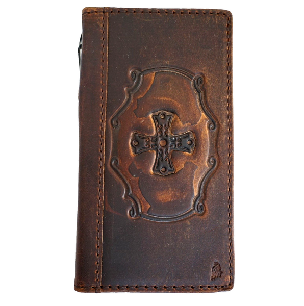 Genuine Leather Case for Google Pixel 6 6a 7 7a 8 9 pro xl Book Wallet Dark Davis 1948 5G Wireless Charging Jesus Cross Embossing