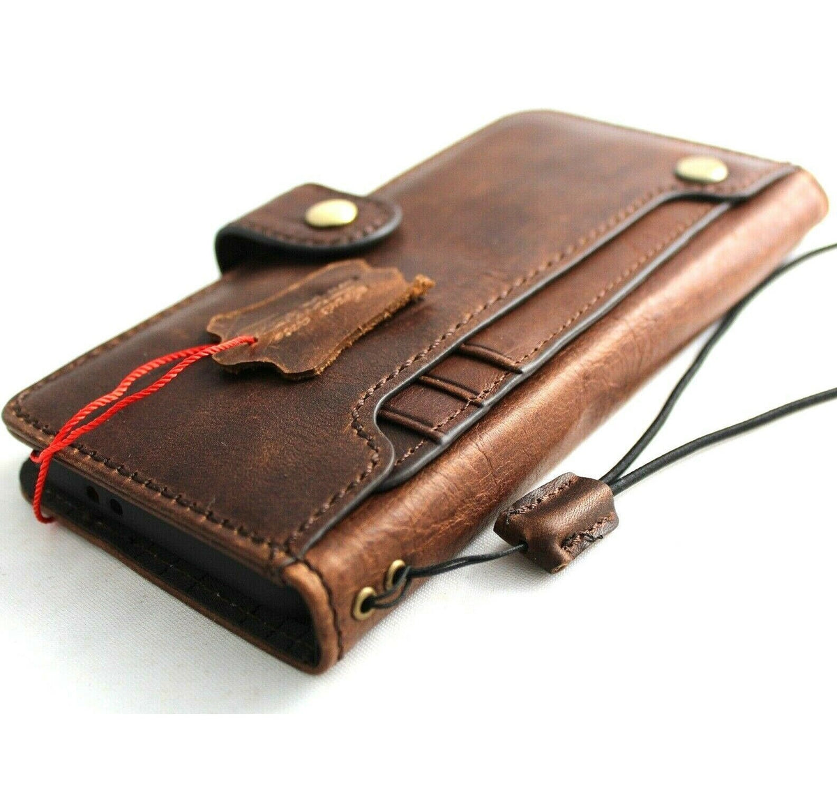 Handmade genuine leather phone case for Samsung Galaxy S24 S25 S26 Edge, Note Z Fold 7 Plus wallet book cover by DAVISCASE.