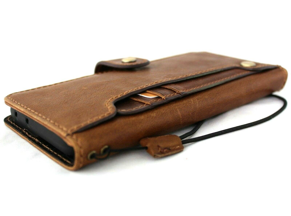 Handmade genuine leather phone case by DAVISCASE for Galaxy S21, S22, S23, S24, A52, Note Z Fold 4, and more, with wallet features.
