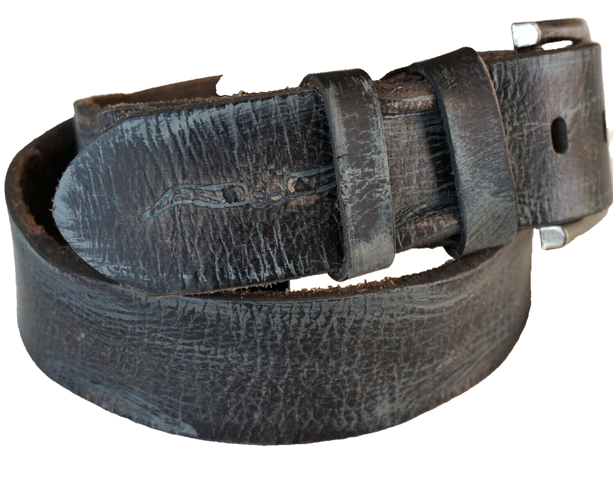 Handmade genuine leather belt for men and women with vintage wash finish, available in multiple sizes including S to 2XL.