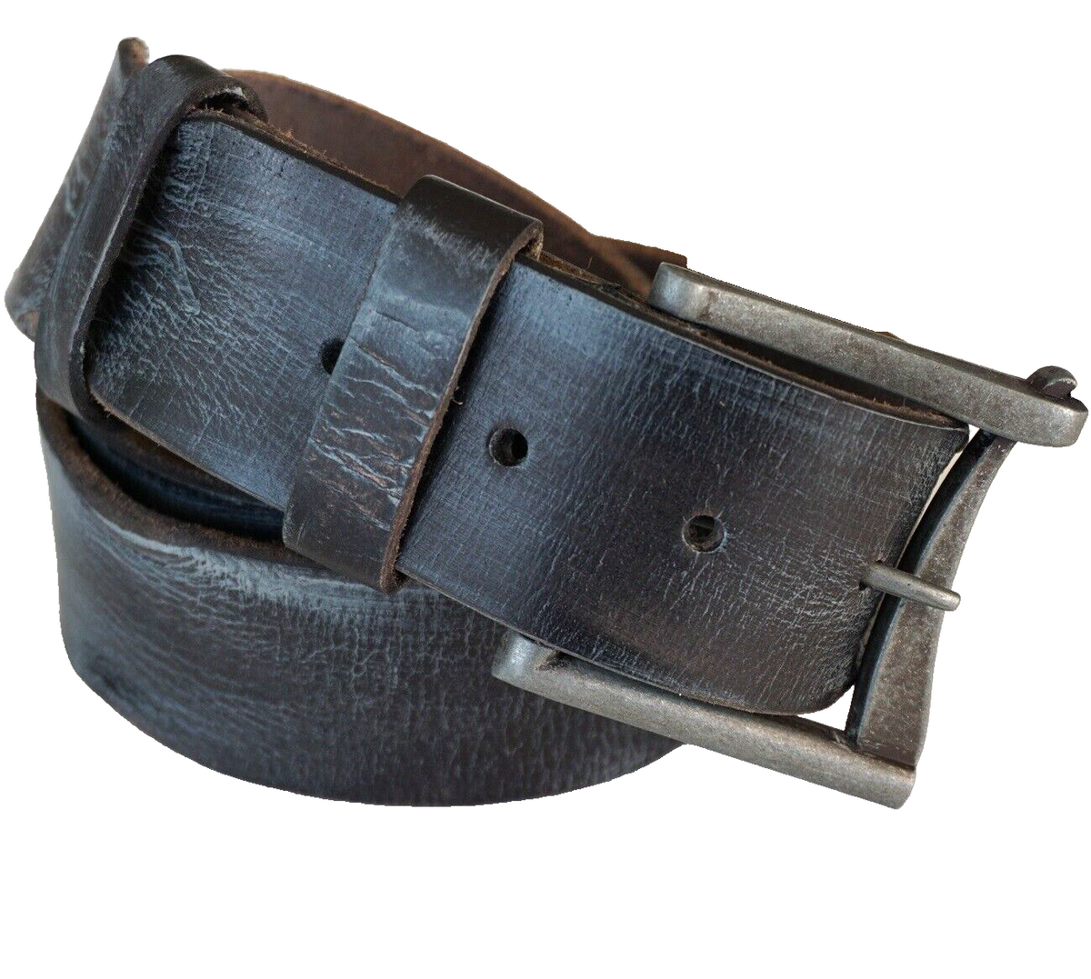 Genuine full leather handmade belt for men and women, vintage retro style with distressed finish and classic design.