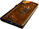 Genuine Leather For Galaxy s22 s21 s20 S23 S24 Ultra Note Fe 10 20 21 A13 A71 A51 A12 A31 4G 5G Case Plus Art Wallet Book Vintage Style Credit Cover Wireless Full Grain Luxury Diy Mini Buddha