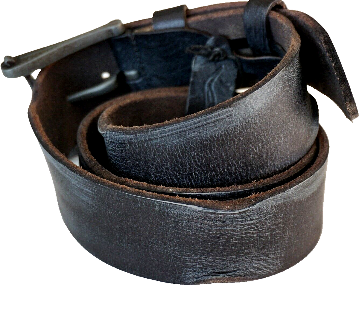 Genuine full leather handmade belt for men and women with vintage retro style, available in sizes S to 2XL, featuring distressed stone wash finish.