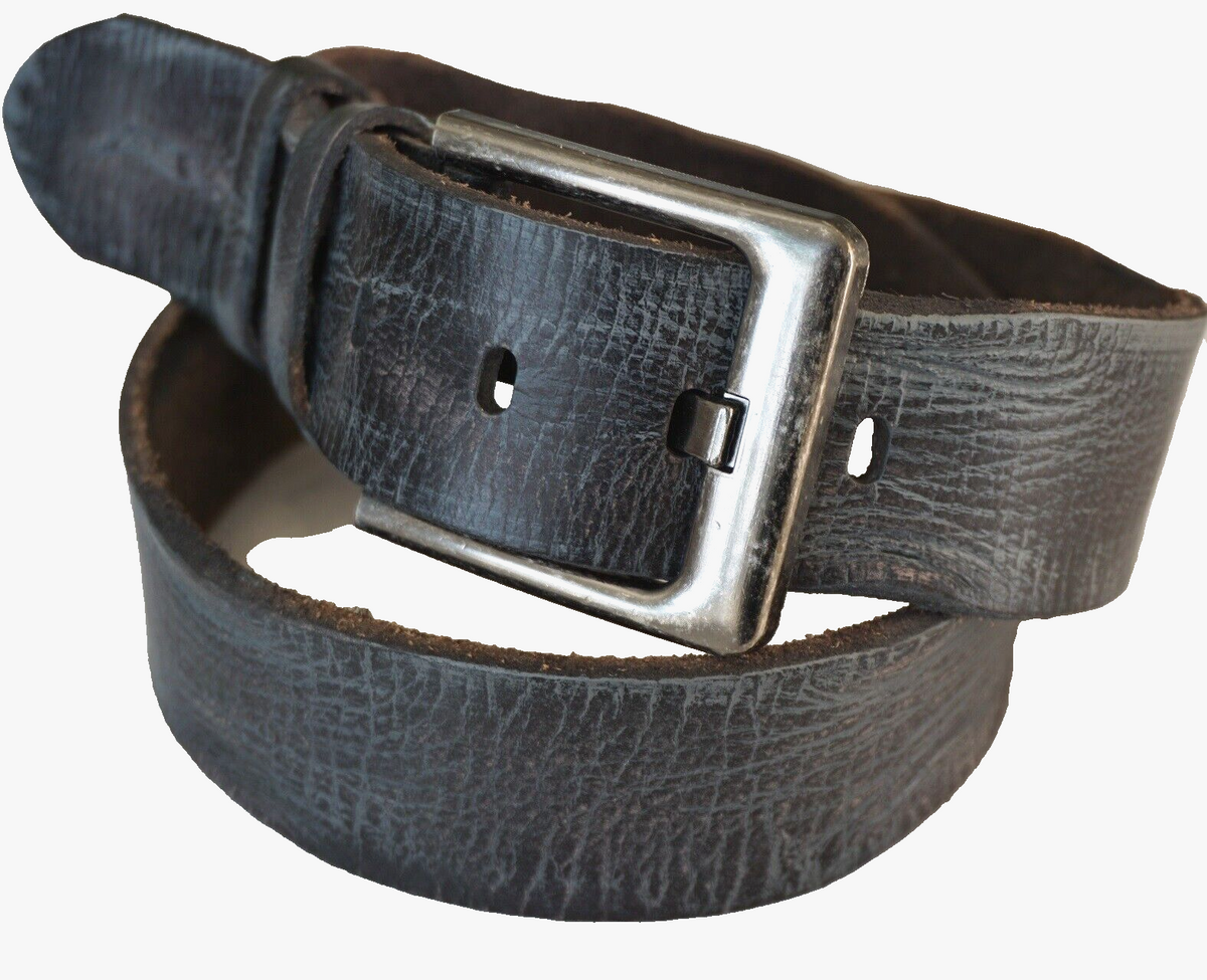 Genuine full leather handmade belt for men and women, vintage retro style with stone wash finish, available in multiple sizes.