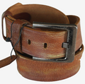 Genuine full leather handmade belt for men and women, vintage retro style with stone wash finish, available in multiple sizes.